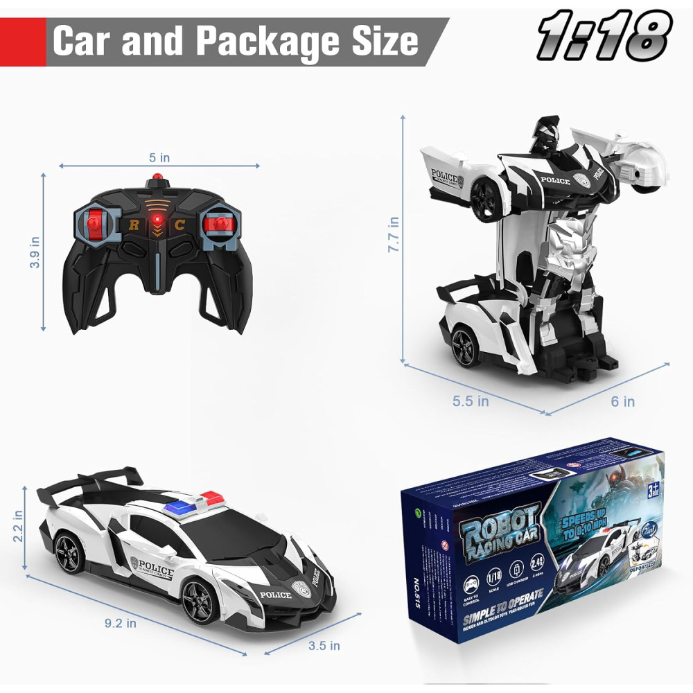 BLUEJAY Transform RC Car for Boys 3-12 | 2.4GHz 1:18 Robot Toy
