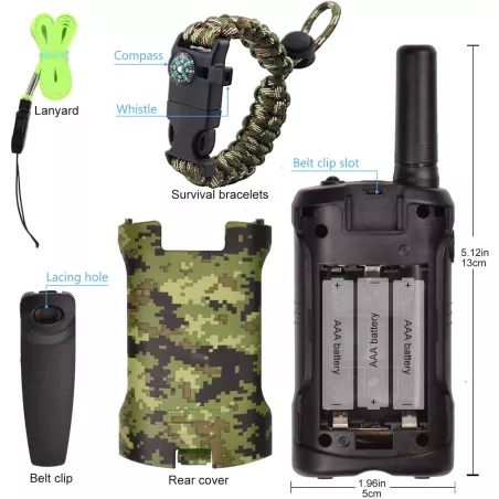 Talkie-Walkie Enfant Aikmi : Aventure et Sécurité (5km, 22 Canaux) + Bracelets de Survie - Cadeau Idéal 4-12 Ans