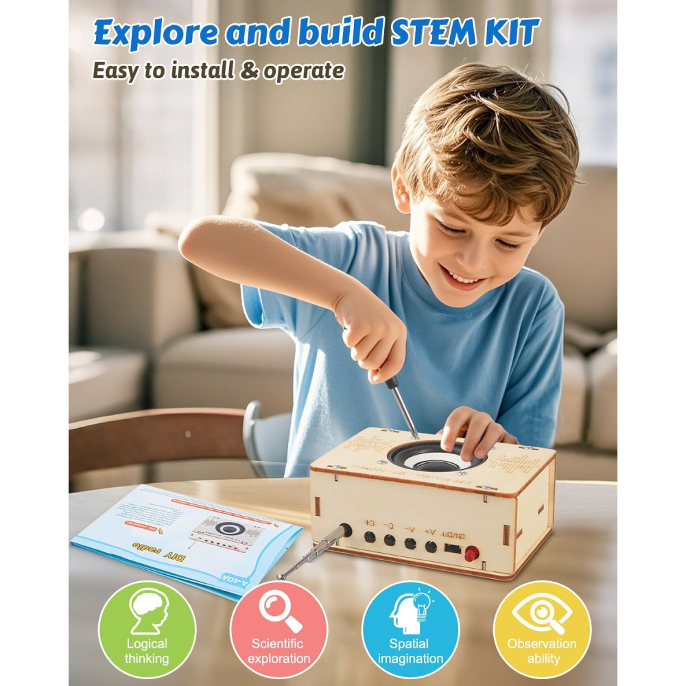 Poraxy STEM Science Kits for Kids 8-16 - Build FM Radio & Circuits DIY