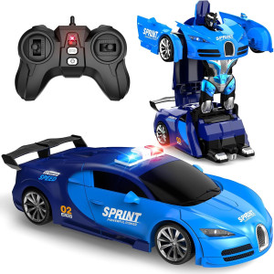 Remote Control Car Toy for Boys 4-12 | Transforming Robot, 360° Spin