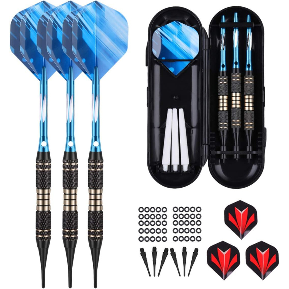 Soft Tip Darts Set 18/20g - Brass Barrel, Aluminum Shafts & Extras