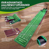 Indoor Putting Mat with 3 Tracks & Auto Ball Return – Perfect Golf Gift