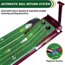 Indoor Putting Mat with 3 Tracks & Auto Ball Return – Perfect Golf Gift