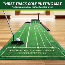 Indoor Putting Mat with 3 Tracks & Auto Ball Return – Perfect Golf Gift