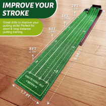 Indoor Putting Mat with 3 Tracks & Auto Ball Return – Perfect Golf Gift