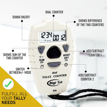 TC-895 Digital Dual Tally Counter – Electronic Up/Down Handheld Clicker