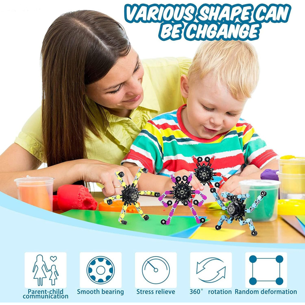 10 pcs Fidget Spinners Déformables – Jouets Anti-Stress Créatifs