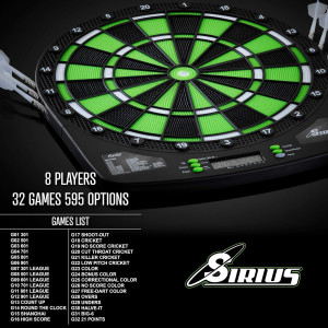 Fat Cat Sirius 13.5 Compact Electronic Dartboard - Black & Green