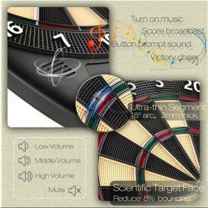 Electronic Dartboard Set with LED, Soft Tips, 6 Darts & Power Adapter