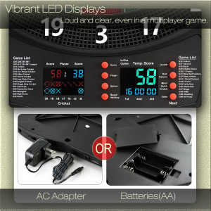 Electronic Dartboard Set with LED, Soft Tips, 6 Darts & Power Adapter