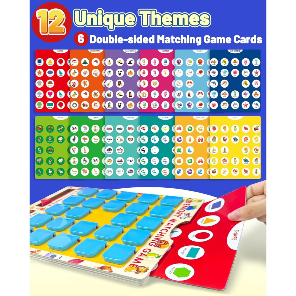 Matching Memory Game for Kids Ages 3-8 | Travel & Birthday Gift Toy