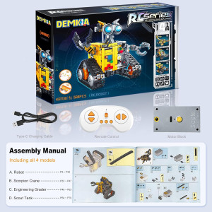 4-in-1 Robot Building Kit for Kids & Adults | STEM Coding Toy, Remote Controlled