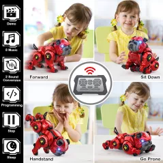 Robot Chien Télécommandé Rouge - Jouet Enfant 5-10 ans