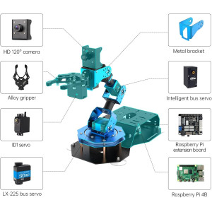 ROS Robotic Arm Kit with Raspberry Pi 4B 4GB | FPV AI Vision 6DOF