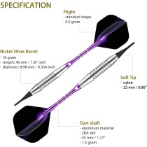Colorful Soft Tip Darts Set - 18g & 21g with Flights & O-Rings