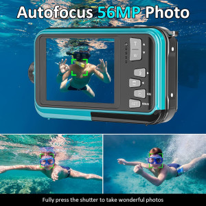 4K Waterproof Underwater Camera 11FT Dual-Screen 56MP with 32GB Card