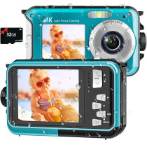 4K Waterproof Underwater Camera 11FT Dual-Screen 56MP with 32GB Card
