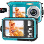 4K Waterproof Camera: 56MP Dual Screen, Autofocus, Perfect for Snorkeling & Family Fun!
