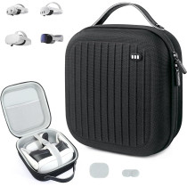 Krypthos VR Hard Case for Meta Quest 3S/3/2 & Vision Pro – Portable Black