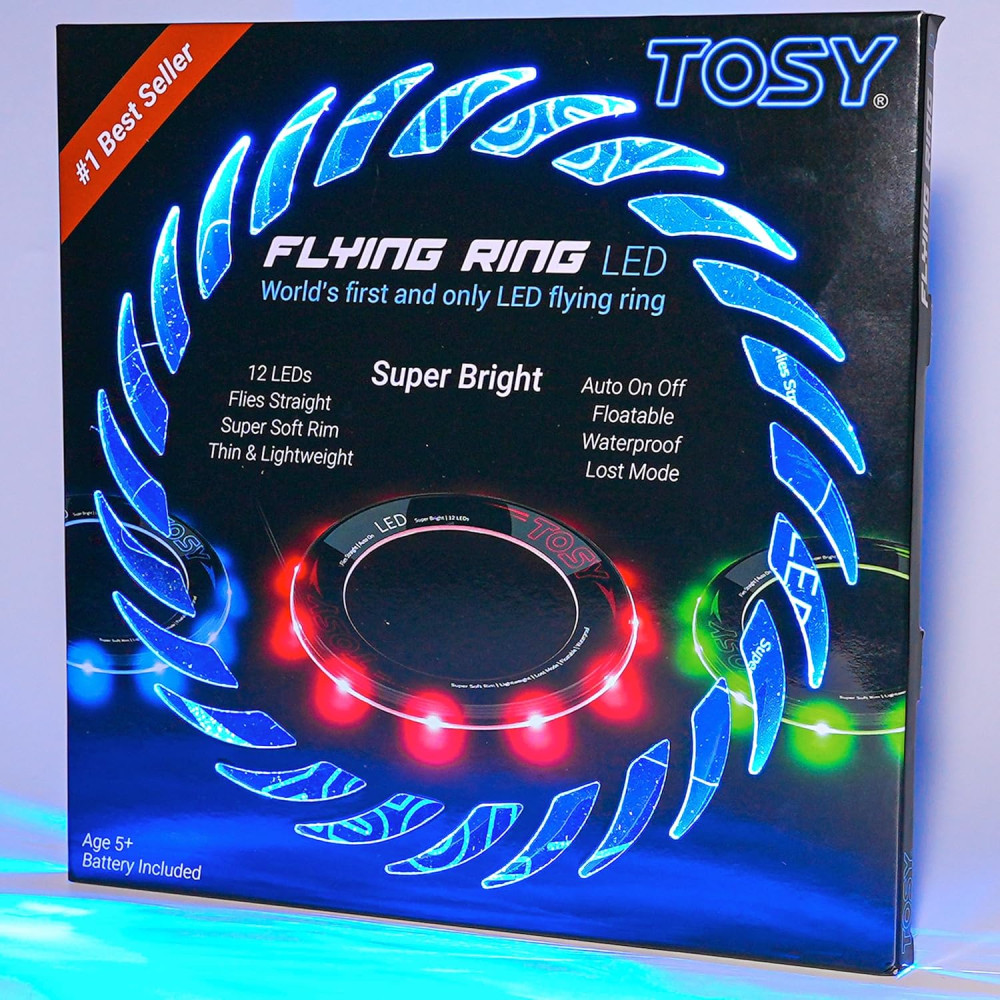 TOSY Flying Ring - Super Bright RGB LED Toy for Kids, Waterproof & Safe