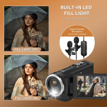 QHD 2.7K Camcorder 56MP Vlogging Camera w/ LED Light, 32GB & 2 Batteries