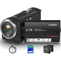 QHD 2.7K Camcorder 56MP Vlogging Camera w/ LED Light, 32GB & 2 Batteries