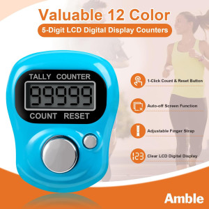 Amble 12 Pack Electronic Finger Counter with 5 Digit LCD Display