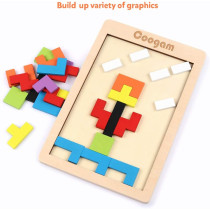 Coogam 40-Pcs Wooden Tangram Puzzle Blocks - STEM Educational Toy