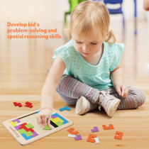 Coogam 40-Pcs Wooden Tangram Puzzle Blocks - STEM Educational Toy