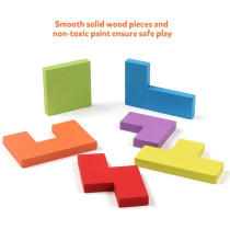 Coogam 40-Pcs Wooden Tangram Puzzle Blocks - STEM Educational Toy