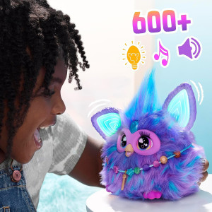 Purple Furby Interactive Plush Toy with 15 Fashion Accessories for Kids