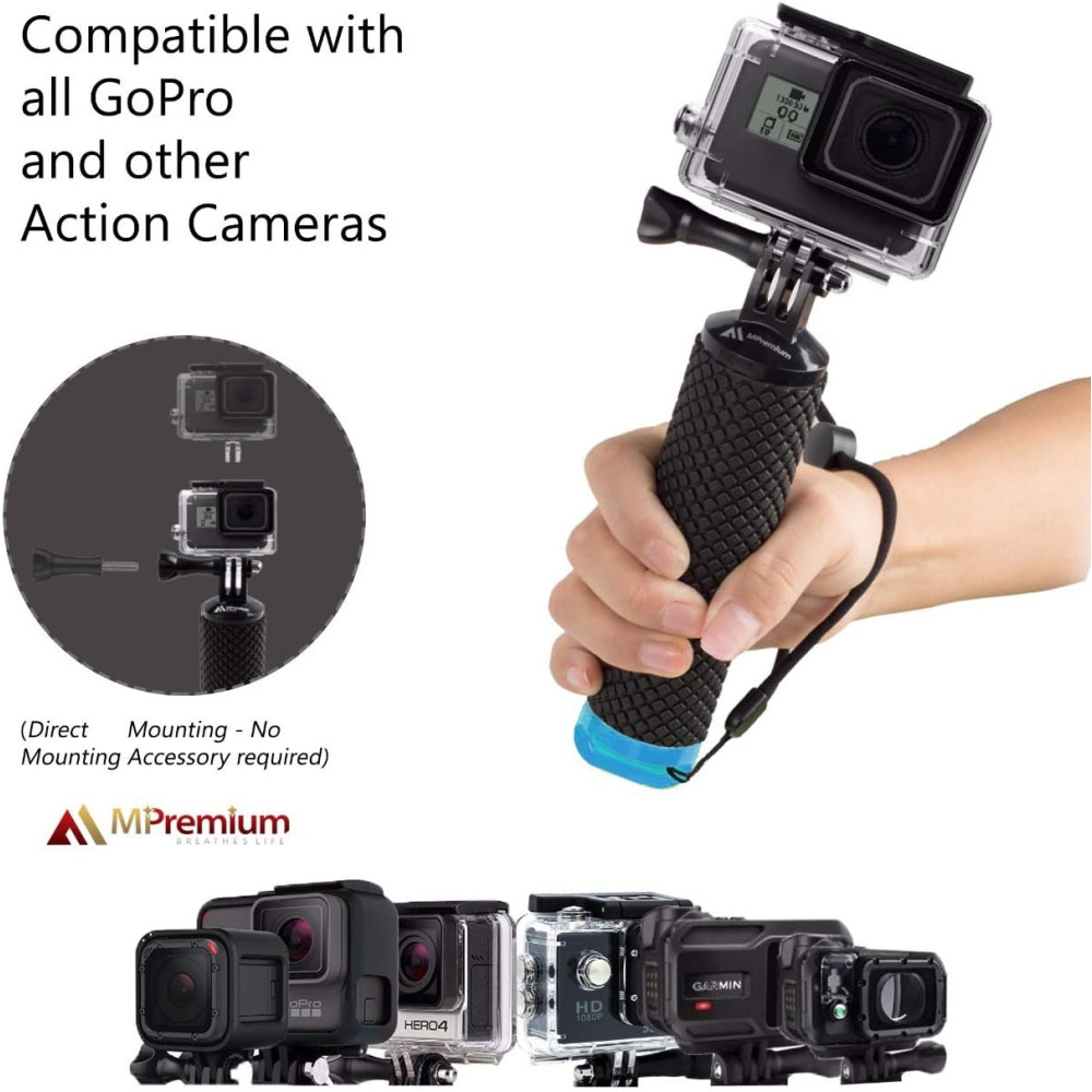 Floating Waterproof Hand Grip Monopod for GoPro Hero 13-1 (Blue)