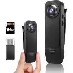 Caméra Corporelle Police 1080P avec Carte 64GB Portable