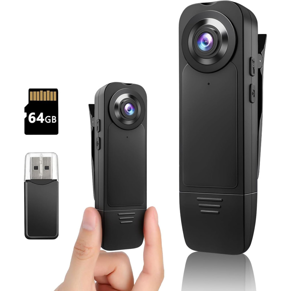 Caméra Corporelle Police 1080P avec Carte 64GB Portable
