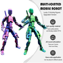 T13 Multi-Jointed 3D Printed Action Figure Set - Blue/Purple Desktop Toy