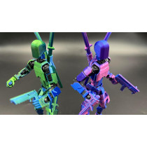 T13 Multi-Jointed 3D Printed Action Figure Set - Blue/Purple Desktop Toy