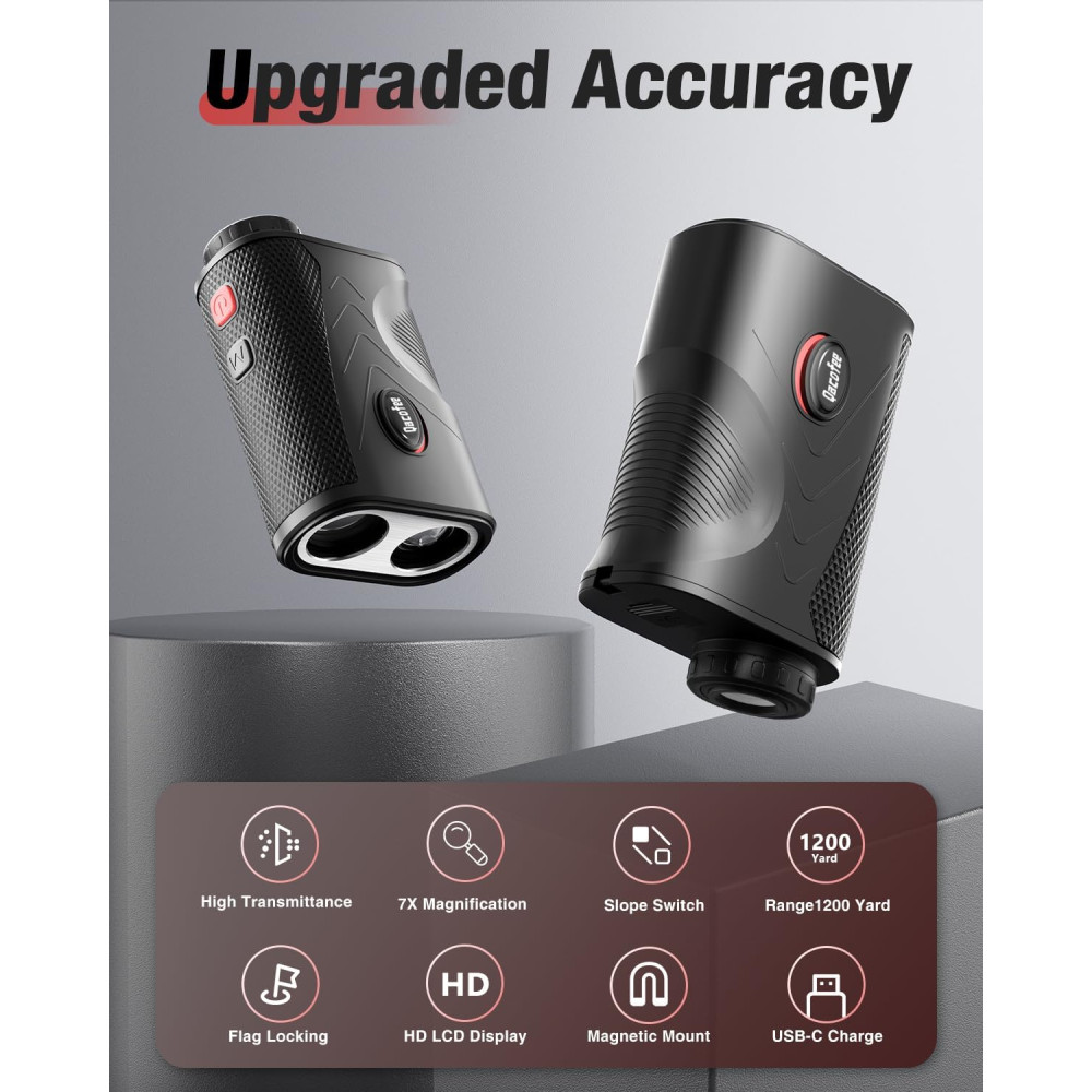 1200 Yard Golf Rangefinder with Slope, Flag Lock & 7X Magnification