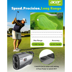 Acer Golf Rangefinder with Slope - 1200/1700Yards Laser, 6X Magnification