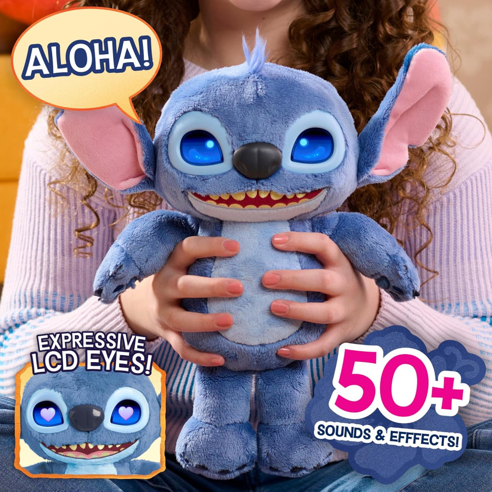 Disney Stitch Interactive Plush 14 Toy with 50+ Sounds & LCD Eyes