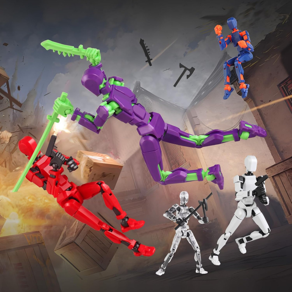 T13 Robot Action Figure Set - 6PCS 3D Printed Toy for Kids 5-8 Years