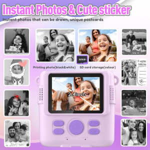 Instant Print Camera for Kids with 32GB Card - Perfect Gift for Ages 4-10