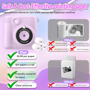 Instant Print Camera for Kids with 32GB Card - Perfect Gift for Ages 4-10