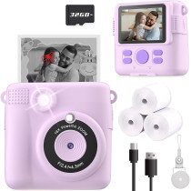 Instant Print Camera for Kids with 32GB Card - Perfect Gift for Ages 4-10