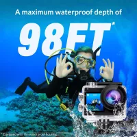 Icefox Caméra dAction 4K 60FPS: Plongez, Filmez, Partagez! Zoom 5X, Étanche, Télécommande & WiFi