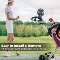 10000mAh Rechargeable Golf Cart Fan – 50H Run, 3 Speeds, 7 Clip-On