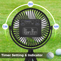Ventilateur Golf 10000mAh, 50H, Clip 7, 3 Vitesses, 360°