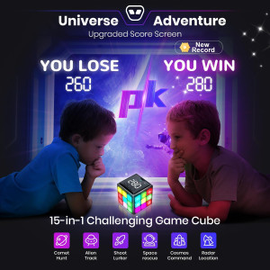 Rechargeable Handheld Game Cube - 15 Brain & Memory Games for Kids