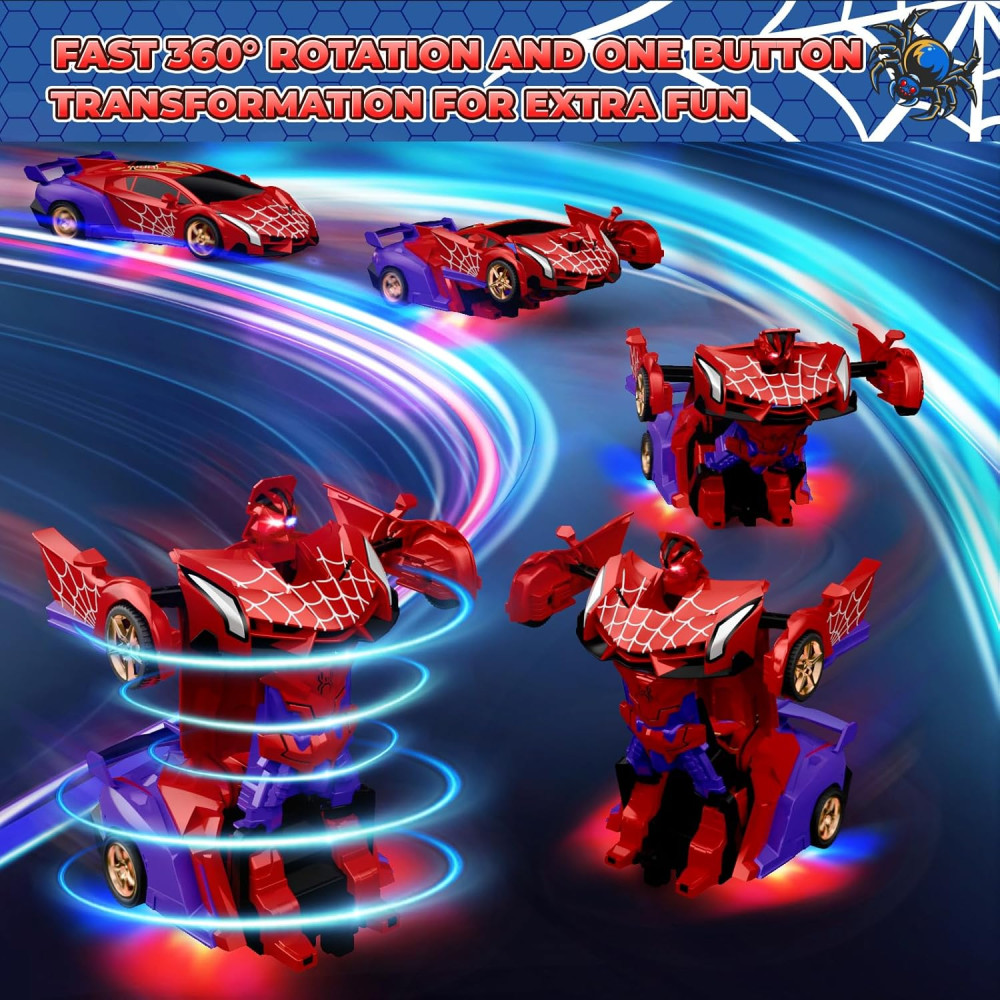 Spider Transform RC Car with Lights & 360° Rotation - Remote Control Toy