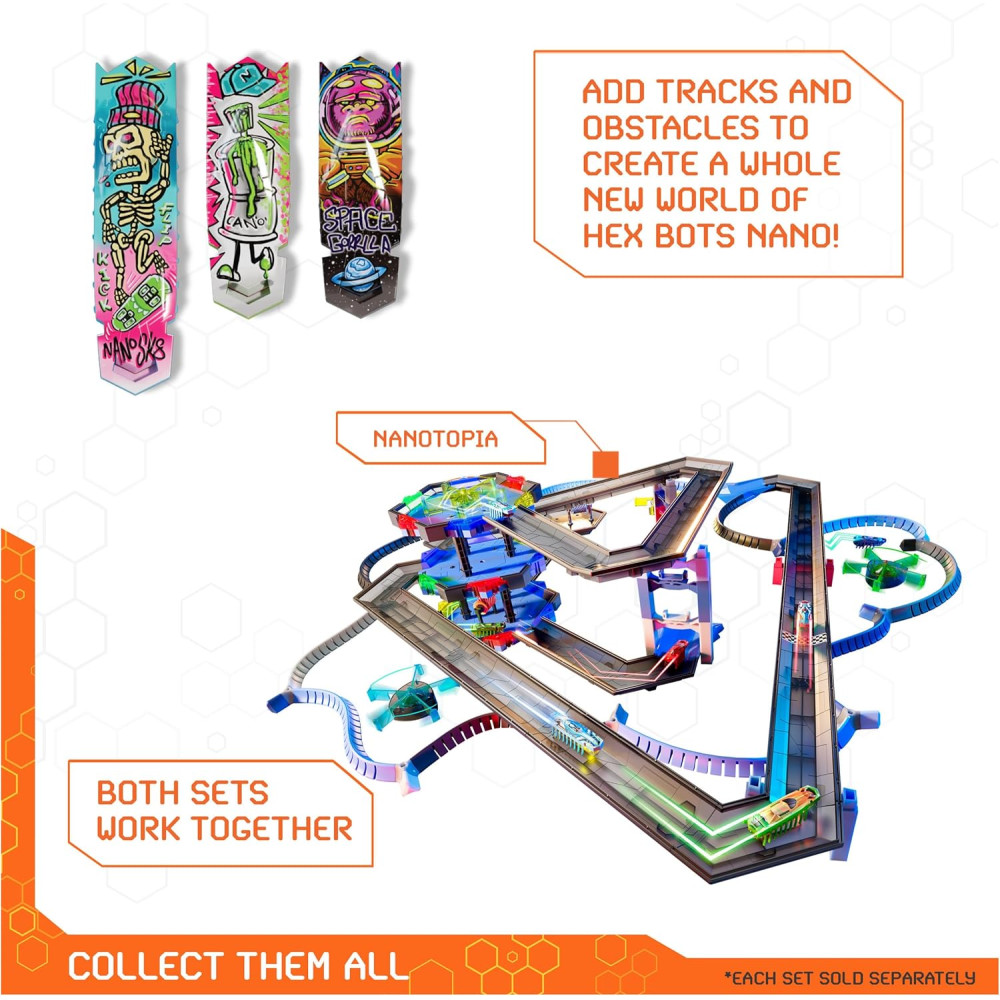 HEX BOTS Nano Land Sensory Toy Set for Kids & Cats – 40+ Pieces, Batteries Included