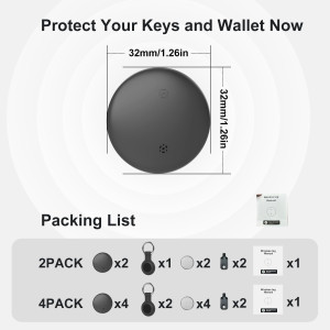 VODESON Find My Device Tracker 2025 - Waterproof Android Key Finder 4 Pack